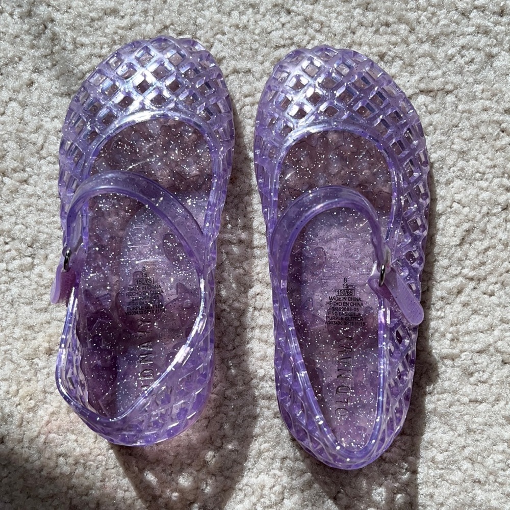 Old Navy Purple Glitter Jelly Shoes Size 8